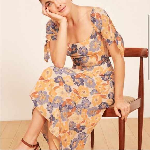 Reformation Amsterdam Dress in Yellow Floral size 10 - Picture 1 of 8